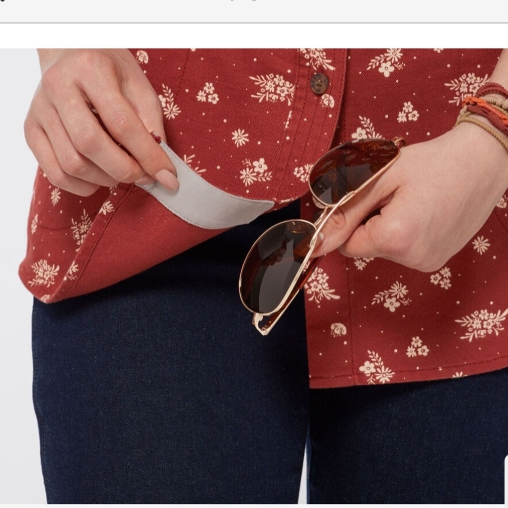 Duluth, Floral Print Rust Button-Up Shirt, Size Small - Picture 11 of 11
